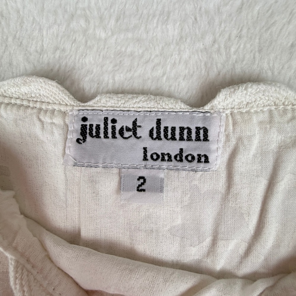 Juliet Dunn London Womens 2 US 6/8 White Cotton Babydoll Top Ruffle Boho - Picture 2 of 12